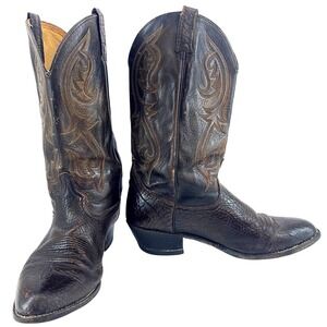 Dan Post Cowboy Boots Mens 12D Brown Distressed Leather Western USA Vintage